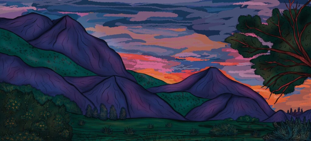 Illustration of Chiricahua Mountains by Court Thompson.